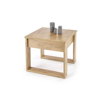 Salontafel Nea Bruin Eiken Wotan Vierkant 60cm met handige lade