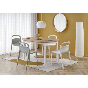 Eettafel Ringo Rond/Ovaal Eiken Bruin/Wit 102-142cm uitschuifbaar