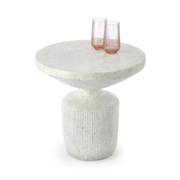 Salontafel Giza Rond Wit Beton 54cm modern