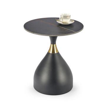 Bijzettafel Scalita Rond Marmer Zwart/Goud 50cm Glamour