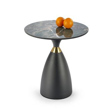 Salontafel Morena Rond Marmer Groen Keramiek 50cm Zwart/Goud