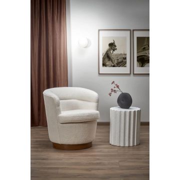 Fauteuil Rond Amy Wit Bouclé Wol modern