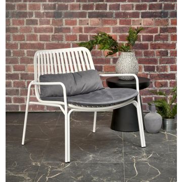 Fauteuil Melby Wit Indoor/Outdoor met Grijze kussens