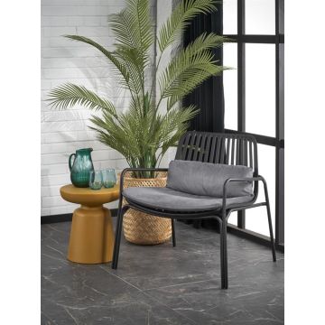 Fauteuil Melby Zwart Indoor/Outdoor met Grijze kussens