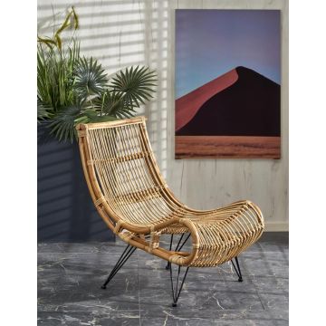 Fauteuil Melody Bruin Rotan Indoor/Outdoor met Zwarte poten