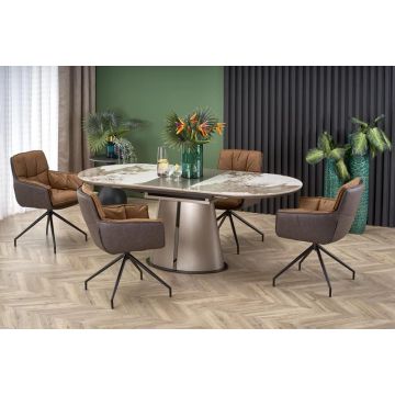 Eettafel Robinson Ovaal Marmer Beige/Bruin 160-200cm uitschuifbaar