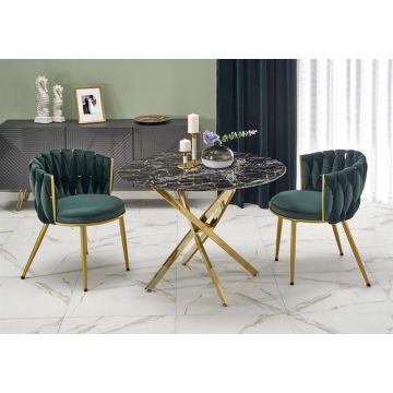 Eettafel Raymond 2 Rond Marmer Zwart/Goud 100cm 