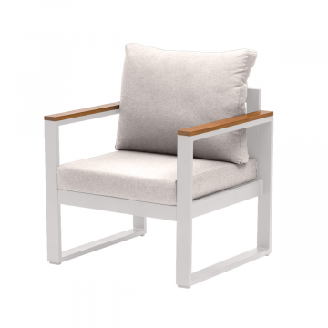 Loungestoel Cube Wit Diningchair Aluminium/Hout - 22381W