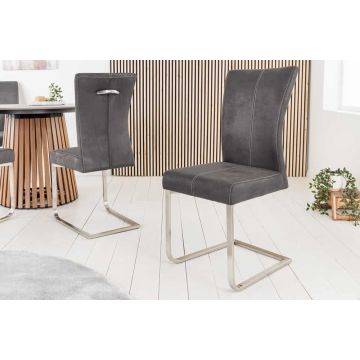 Zweefstoel Samson Vintage Grijs met Roestvrijstalen Frame en Comfortabele Handgreep - 35768