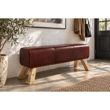 Bank Turnbock Bruin 120cm Echt Leder - 36269