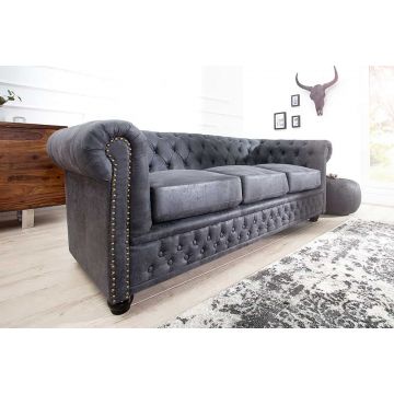 Bank Chesterfield 3-Zits Microvezel Antiekgrijs - 37391