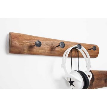 Massieve Wandkapstok Hemingway 50cm Naturel Gemaakt van Gerecycled Teakhout - 38303