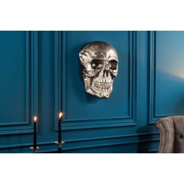 Wanddecoratie Sculptuur Skull 40cm Zilver Aluminium - 38383