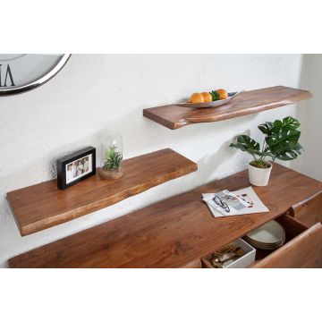 Massieve wandplank Mammut 80cm Acaciahout met een Natuurlijke Rand - 39960
