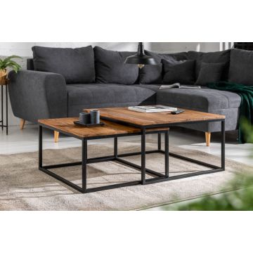Salontafel  2-delig Elements 65x65cm Massief Sheesham Hout - 43711