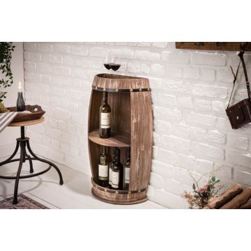 Elegante Bodega Plank 79cm Naturel Grenen Halve Wijnvat Shabby Chic - 40074