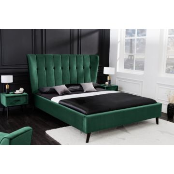 Bed Sixties Donkergroen 160x200cm Fluweel - 40996