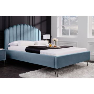 Bed Pearl Aquamarijn 140x200cm Fluweel - 40997