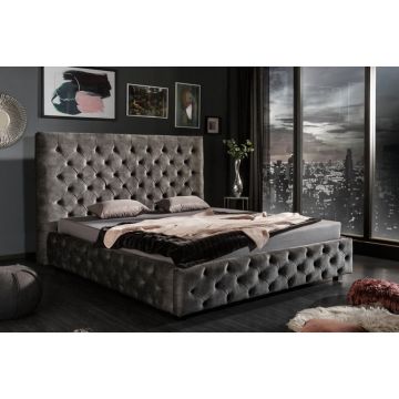 Bed Paris Grijs 160x200cm Fluweel - 43537