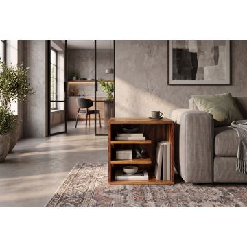 Bijzettafel Kubus 43cm Massief Sheesham Hout - 41136