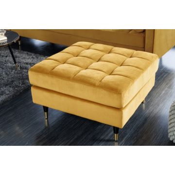 Hocker Cozy Velvet Mosterdgeel 80cm Fluweel - 41302