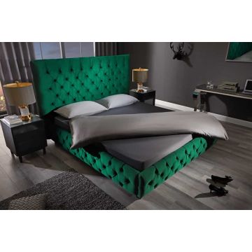 Design Boxspring Paris 180x200cm Donkergroen Fluwelen Chesterfield Tweepersoonbed - 41336