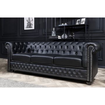 Bank 3-zits Chesterfield Zwart Antiek Look - 41447