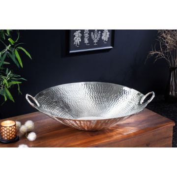 Decoratieve Schaal Orient 55cm met Hamerslag Effect Zilver - 42236