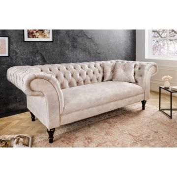 Bank Paris Chesterfield Champagne 225cm Fluweel - 42662