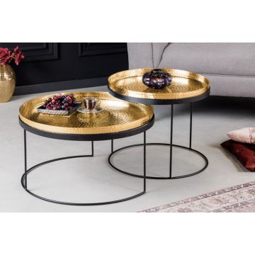 Salontafel 2-delige set Elements Goud 57cm Rond - 42730