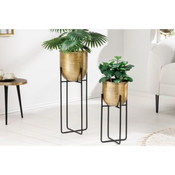 Bloempot 2-delige set Unit Zwart Goud 23cm - 42735