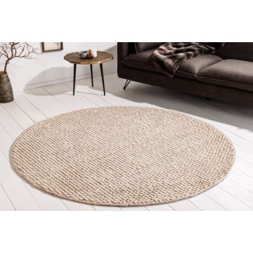 Vloerkleed Wool Rond Beige 150cm - 43056