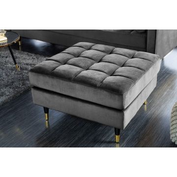 Hocker Cozy Velvet Grijs 80cm Fluweel - 43132