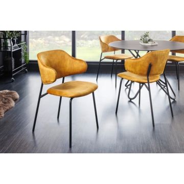 Eetkamerstoel Tracy Alpine Mosterdgeel Zwart Fluweel - 43153