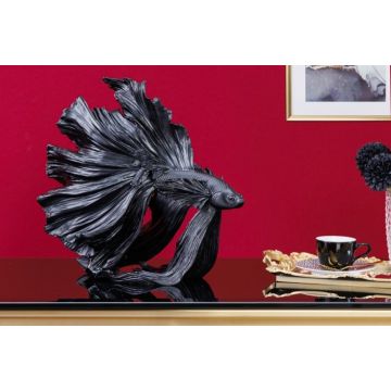 Decoratie Vis Crowntail Zwart 32cm - 43174