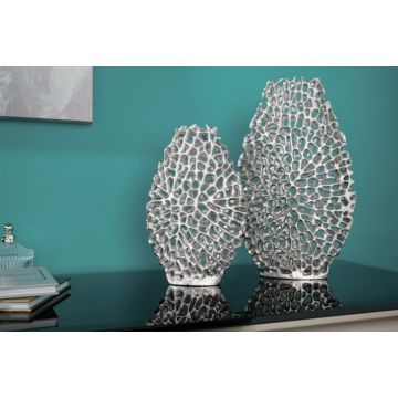 Vaas Abstract Leaf 2-delig Zilver 40cm - 43189