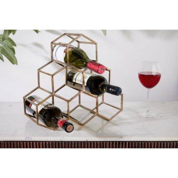 Decoratie Wijnrek Honeycomb 38cm Goud - 43192