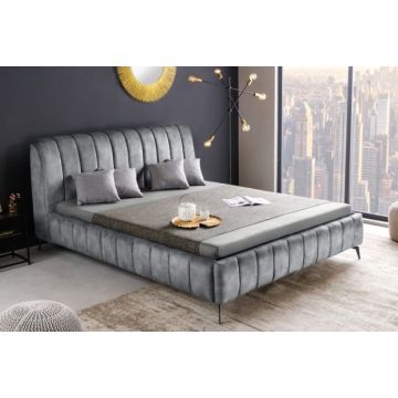 Bed Amsterdam Grijs 160x200cm Fluweel - 43268