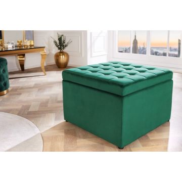 Poef Modern Barock Smaragdgroen 60cm Fluweel - 43309