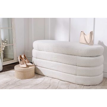 Bankladekast Voque 115cm Bouclé Crémewit met Opbergruimte - 43387