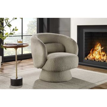 Draaibare Design Fauteuil Bossa Nova Taupe Bouclé - 43527
