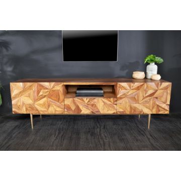 TV-Meubel Stone Finish 160cm Massief Sheesham Hout - 43448