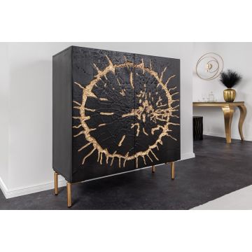 Kast Circle 100cm Zwart Massief Mango Hout - 43479