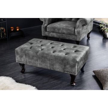 Hocker Chesterfield 80cm Antiek Grijs - 43521