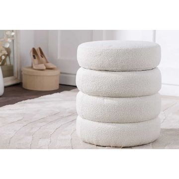 Hocker Voque 50cm Bouclé Crémewit met Opbergruimte - 43524