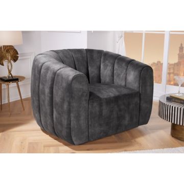 Fauteuil Babylon Donkergrijs Fluwelen draaibaar - 43528