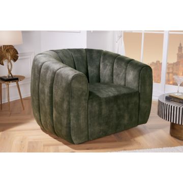 Fauteuil Babylon Donkergroen Fluwelen draaibaar - 43530