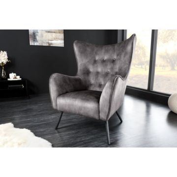 Fauteuil Amsterdam Grijs Fluweel - 43567