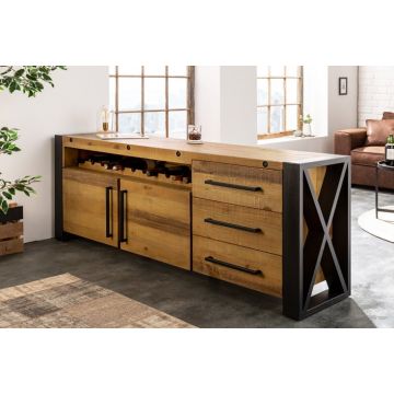 Dressoir Thor 193cm Massief Dennen Hout - 43679