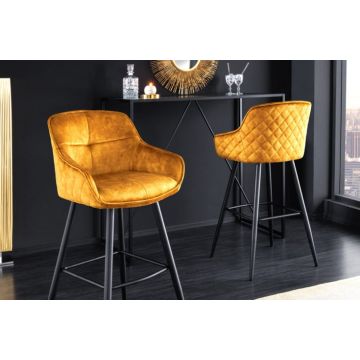 Barkruk Euphoria Mosterdgeel Fluweel - 43687
